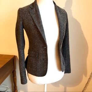 Gray tweed business blazer jacket with button